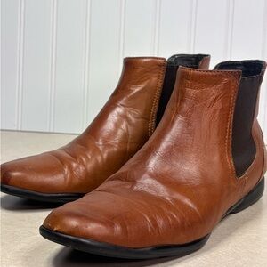 Italian Shoemakers Tan Leather Ankle Chelsea Boots Made in Italy Womens Sz 7.5 N